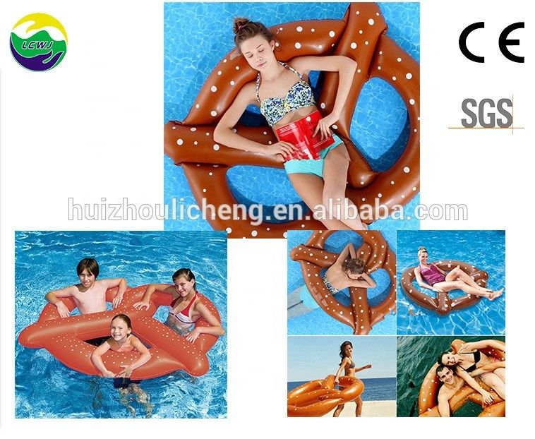 Grande pane acqua divertimento PVC gonfiabile pretzel galleggiante anello piscina galleggianti per adulti