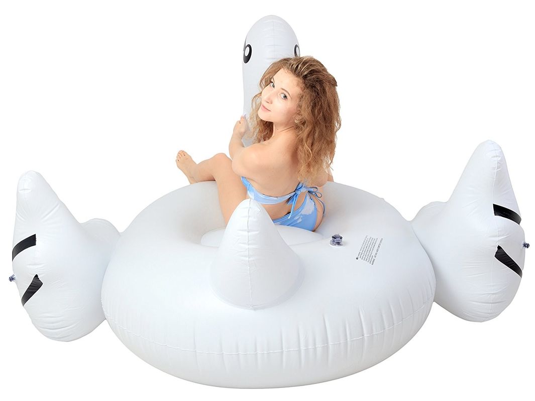 Grandi piscine gonfiabili galleggiante cigno bianco giocattolo galleggiante 190 x 190 x 130 cm