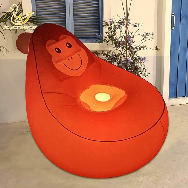 LC Schimpanzé Animal Design Salone gonfiabile pieghevole Sofà a sbalzo Poltrona Divano con luce a controllo remoto