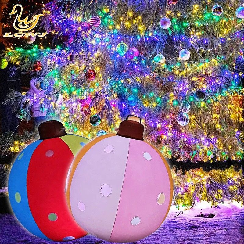 Ornamento per giocattoli gonfiabili da 60 cm per all'aperto Decorato Pvc Palline gonfiabili di Natale con luce