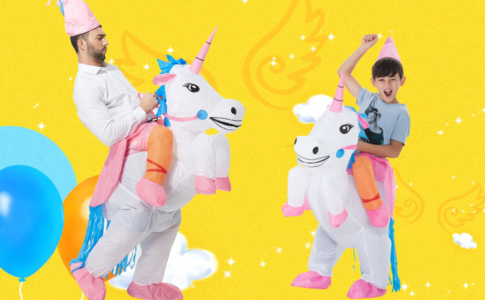 Adulti Bambini Giocattoli gonfiabili di plastica Costumi da unicorno per Natale