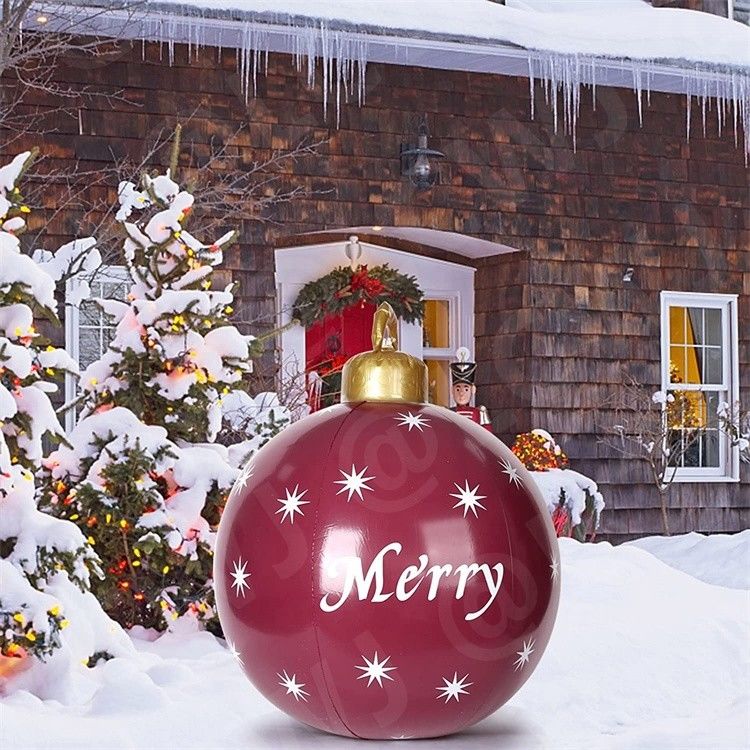0.2mm di plastica Sgomberata di neve Slitta gonfiabile palla di Natale Ornamento palle 60cm
