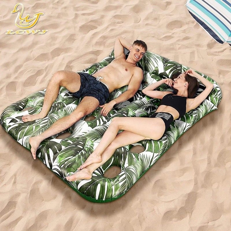 Lc spiaggia estiva sovradimensionato doppio lettino zattera piscina abbronzatura galleggianti pads acqua piscina gonfiabili per adulti