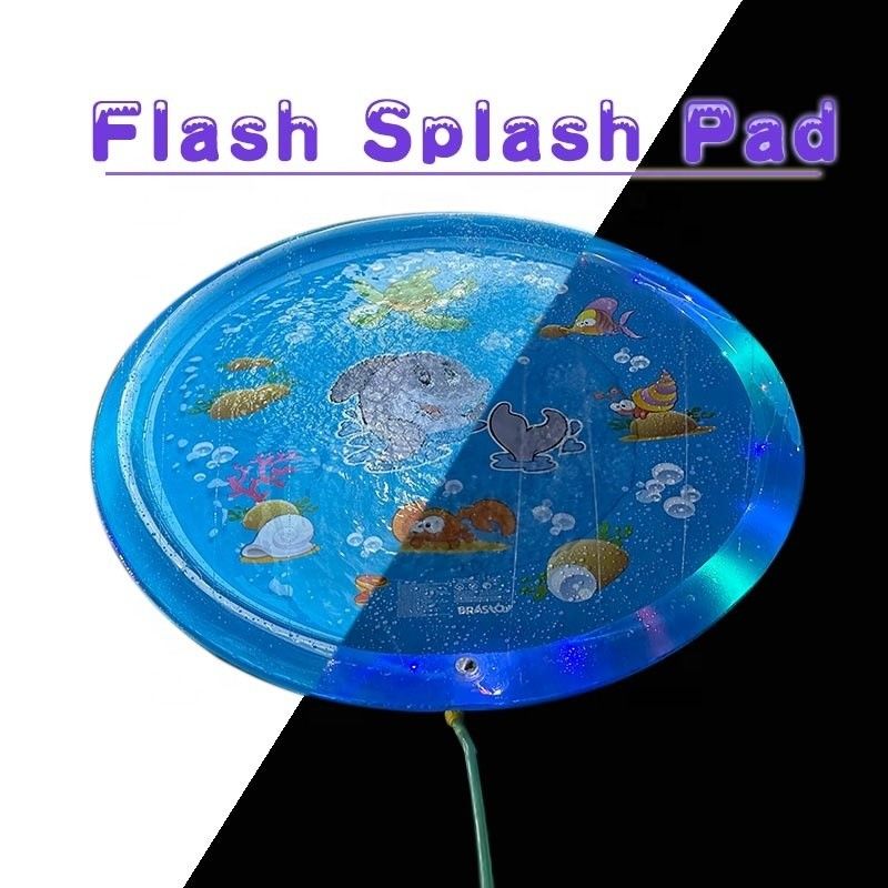 LC Upgraded Shining Outdoor Sprinkler Pad Unisex Flash Splash Pad con luce a LED