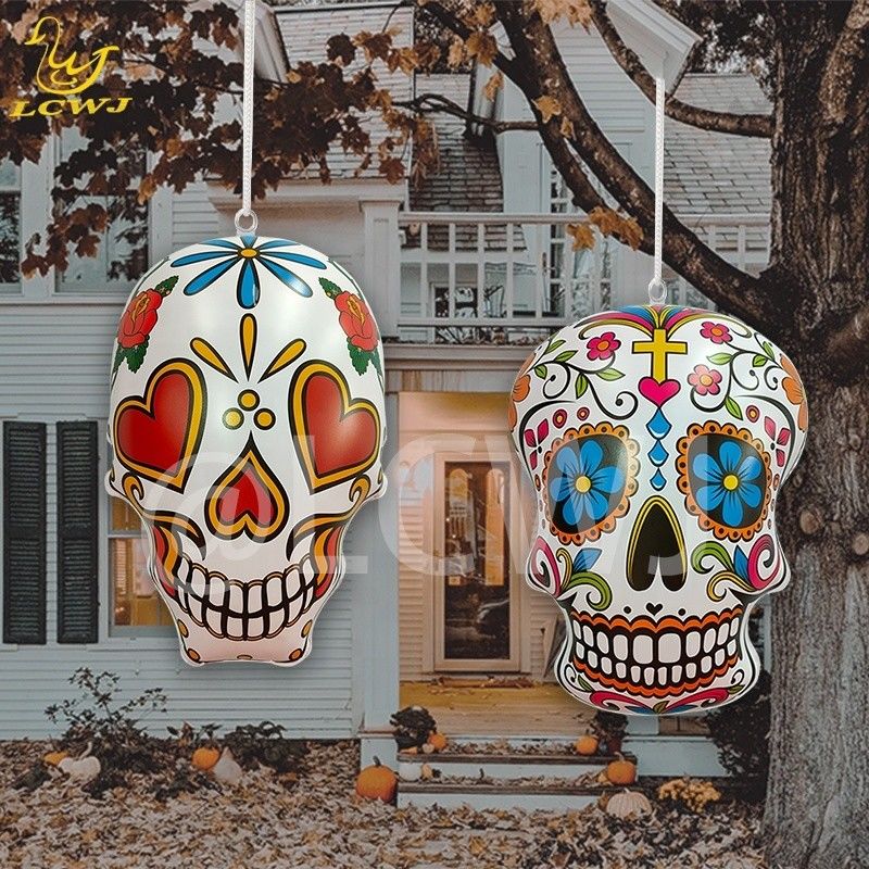 Decorazione di teschi di zucchero gonfiabile per Halloween per il giardino dei tifosi di softball
