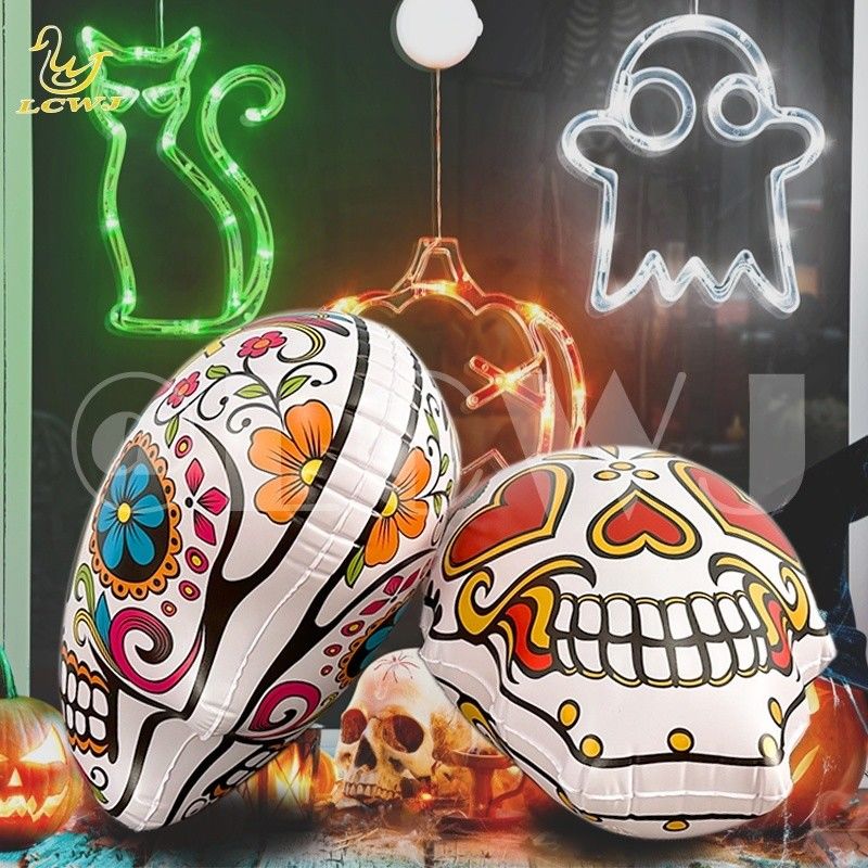 Decorazione di teschi di zucchero gonfiabile per Halloween per il giardino dei tifosi di softball