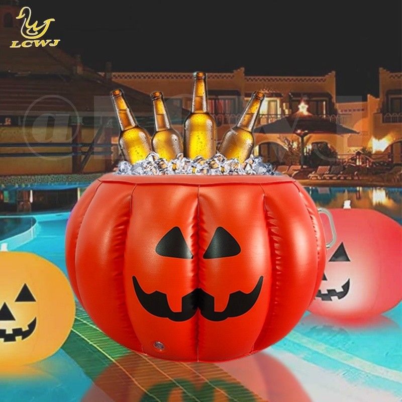 LC Halloween Pumpkin Serving Buffet Bar Refrigeratore Contenitore per cibo Contenitore per bevande Tavolo gonfiabile per ghiaccio per festa estiva BBQ piscina